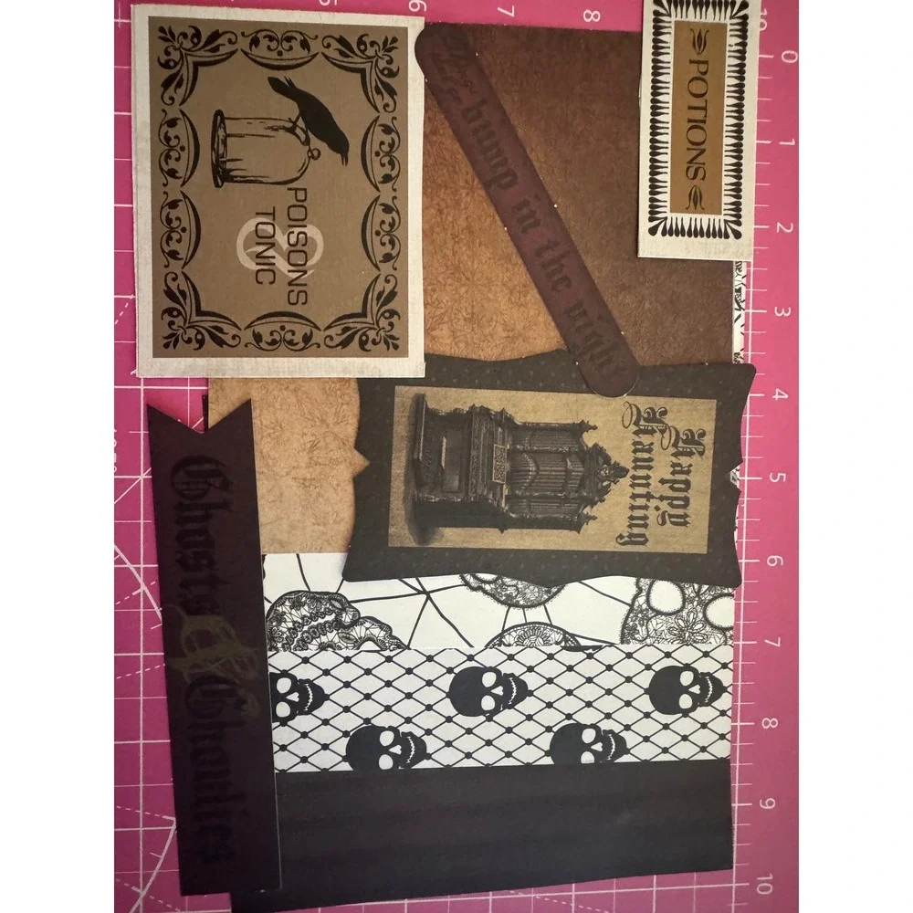 Halloween Scrapbook Paper Ephemera Lot Skulls Skeletons Gothic Junk Journal Kit